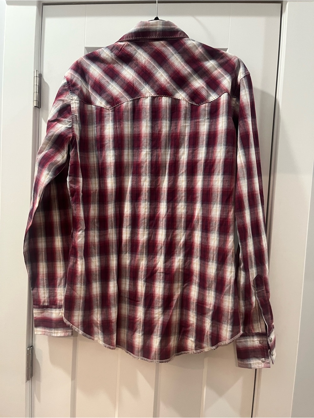 Vintage Western Plaid Wrangler Medium Pearl Snap Button Down Festival Concert - Picture 9 of 13